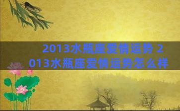 2013水瓶座爱情运势 2013水瓶座爱情运势怎么样